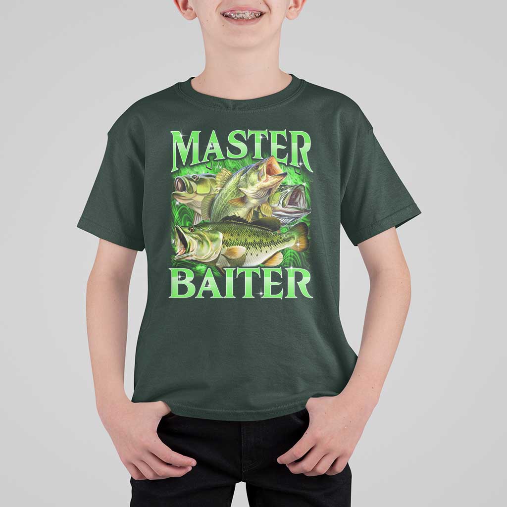 Master Baiter T Shirt For Kid Funny Bass Fishing Fisher Bootleg Graphic - Wonder Print Shop