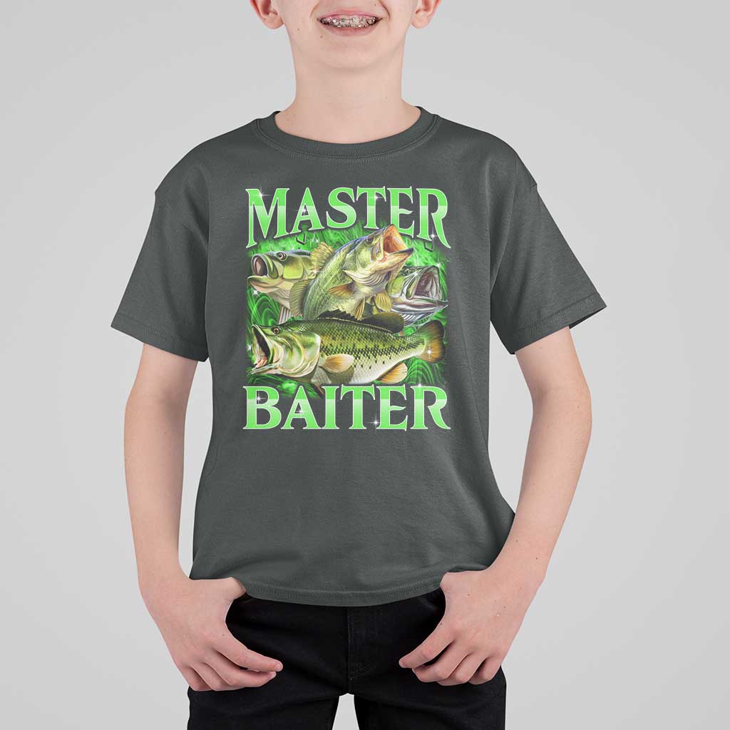 Master Baiter T Shirt For Kid Funny Bass Fishing Fisher Bootleg Graphic - Wonder Print Shop