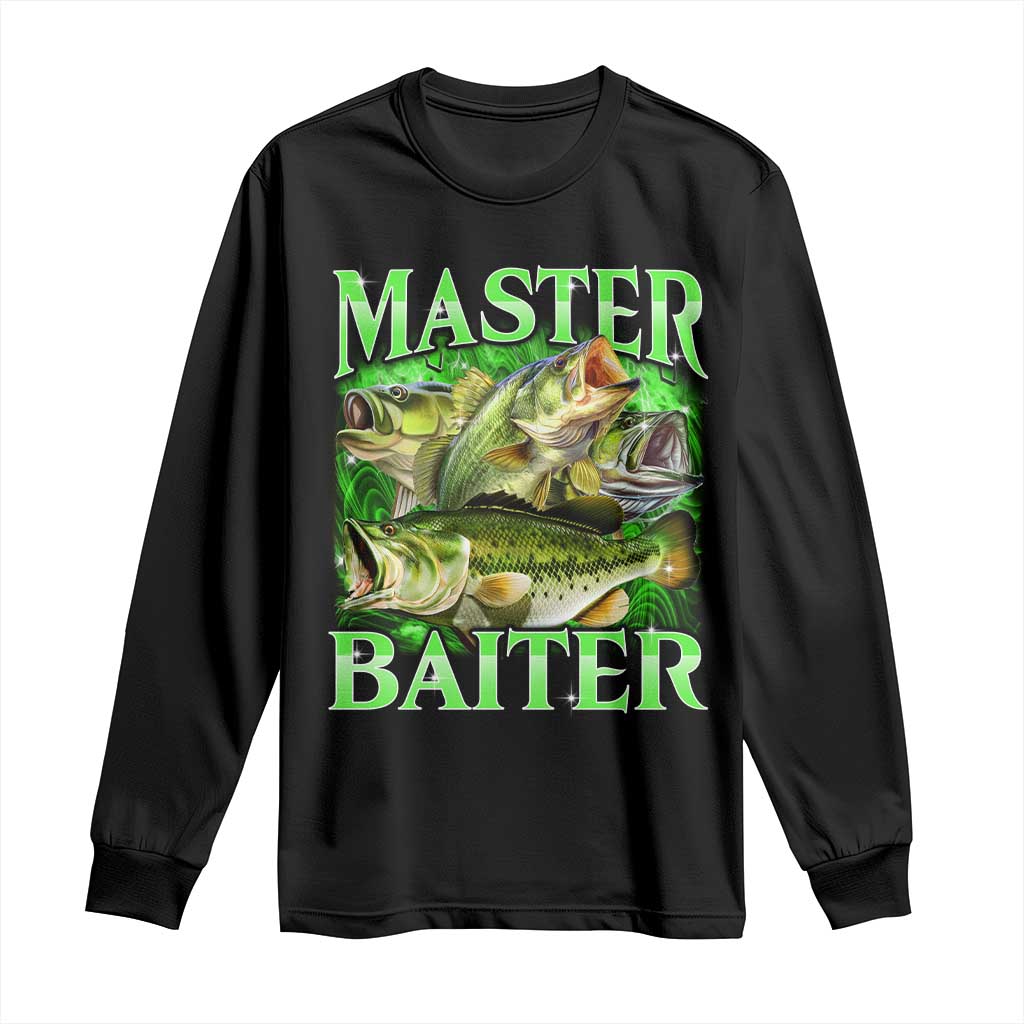 Master Baiter Long Sleeve Shirt Funny Bass Fishing Fisher Bootleg Graphic - Wonder Print Shop