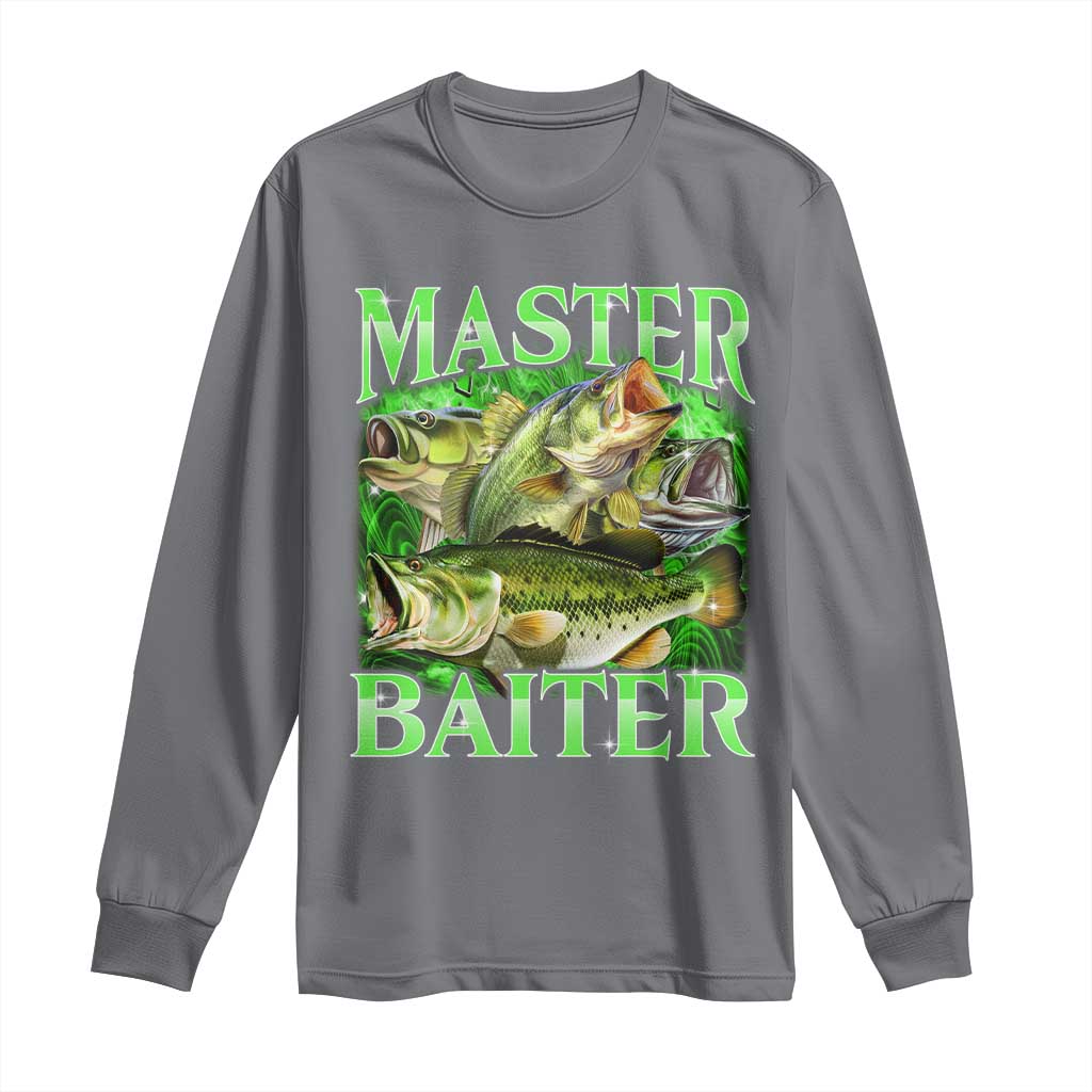 Master Baiter Long Sleeve Shirt Funny Bass Fishing Fisher Bootleg Graphic - Wonder Print Shop