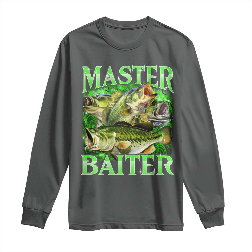 Master Baiter Long Sleeve Shirt Funny Bass Fishing Fisher Bootleg Graphic - Wonder Print Shop