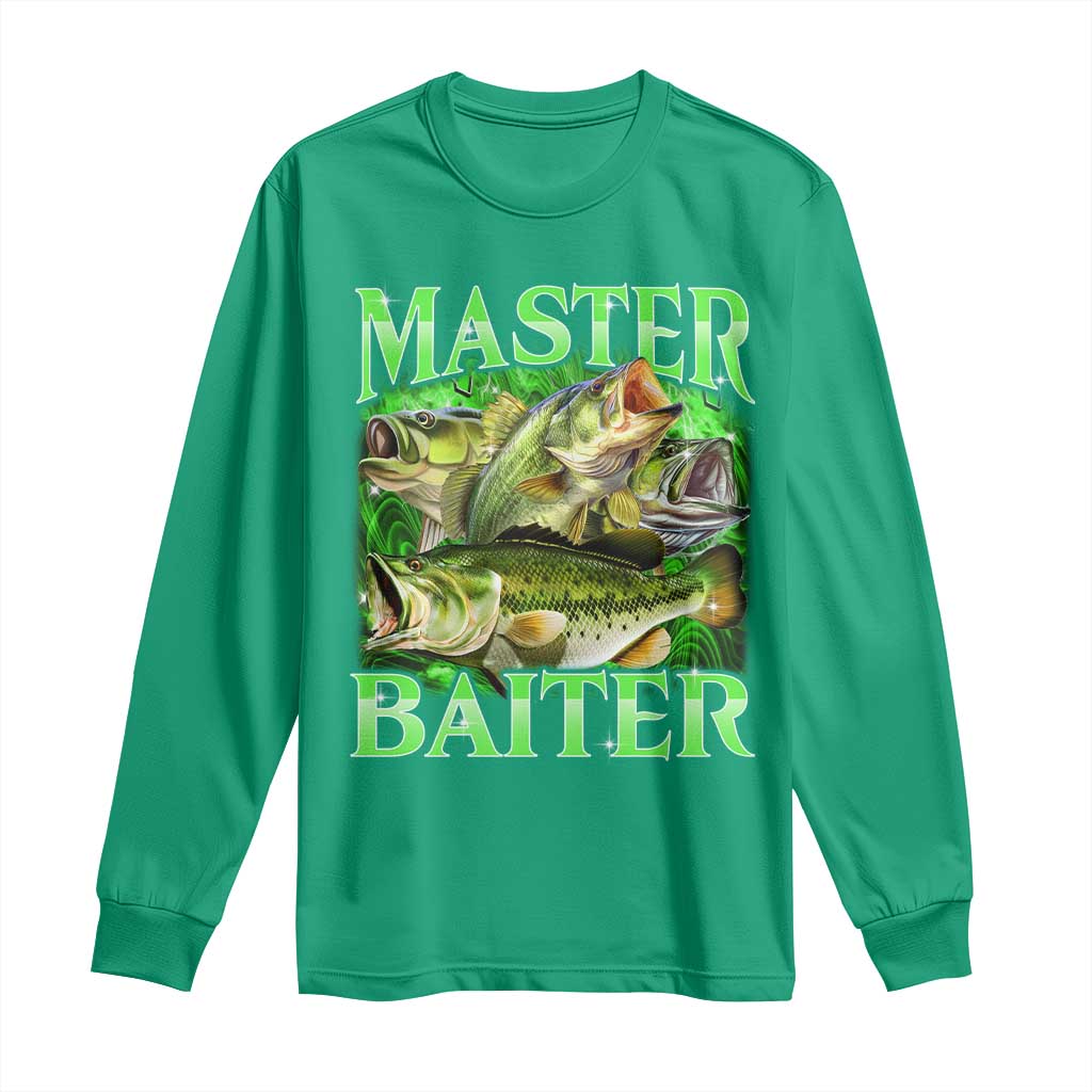 Master Baiter Long Sleeve Shirt Funny Bass Fishing Fisher Bootleg Graphic - Wonder Print Shop