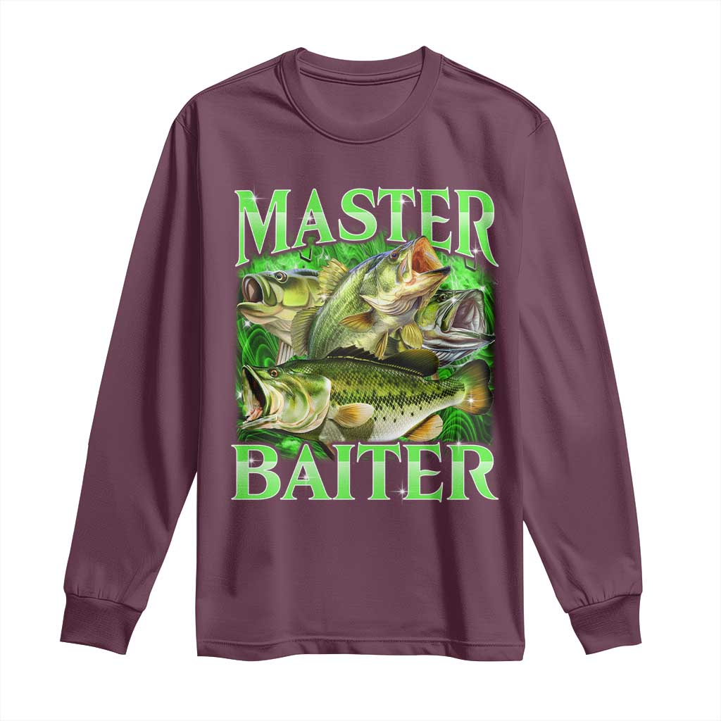 Master Baiter Long Sleeve Shirt Funny Bass Fishing Fisher Bootleg Graphic - Wonder Print Shop