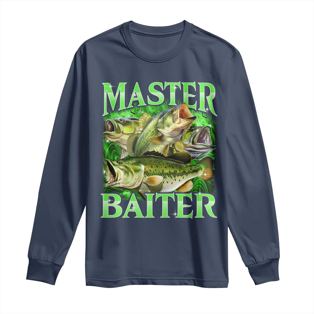 Master Baiter Long Sleeve Shirt Funny Bass Fishing Fisher Bootleg Graphic - Wonder Print Shop