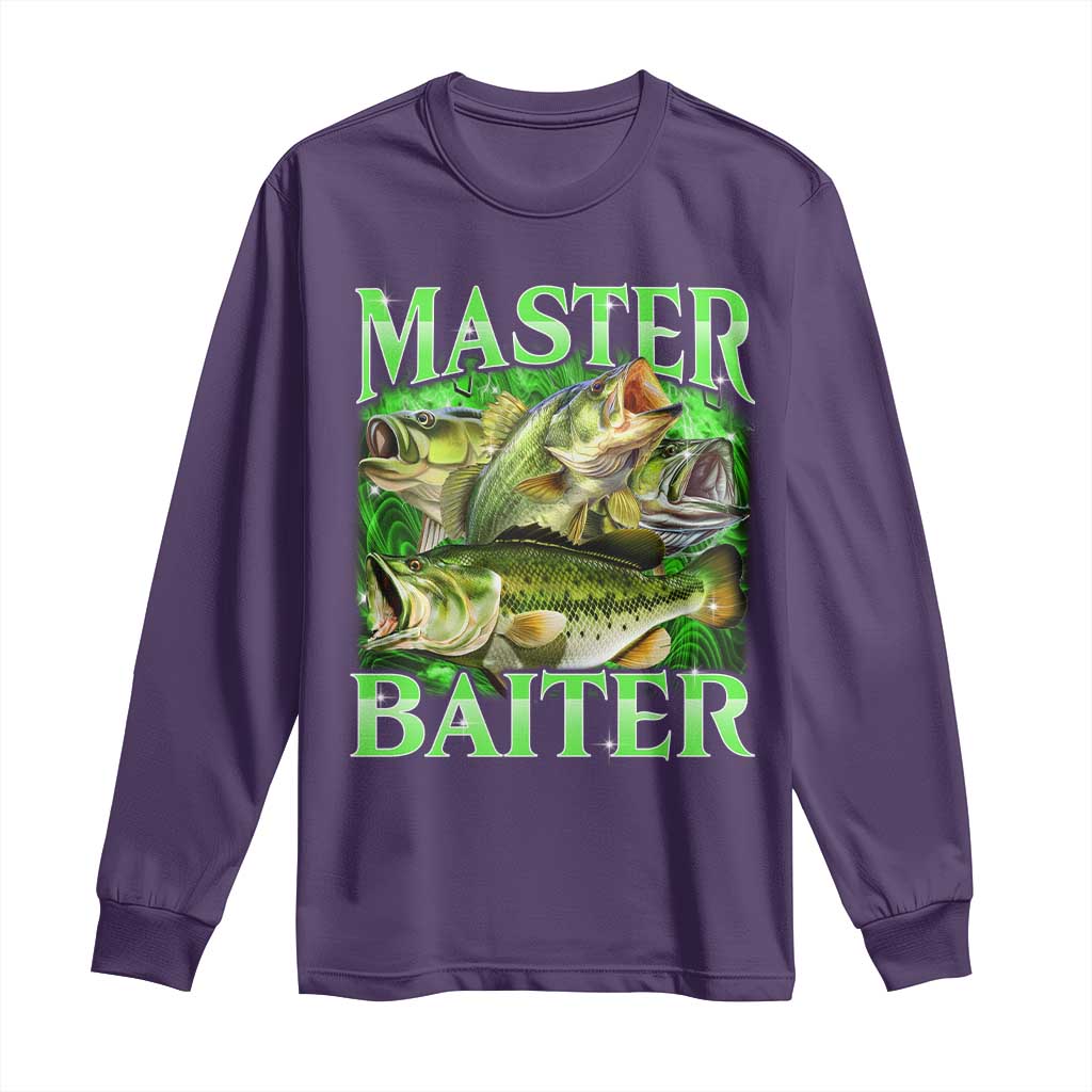 Master Baiter Long Sleeve Shirt Funny Bass Fishing Fisher Bootleg Graphic - Wonder Print Shop