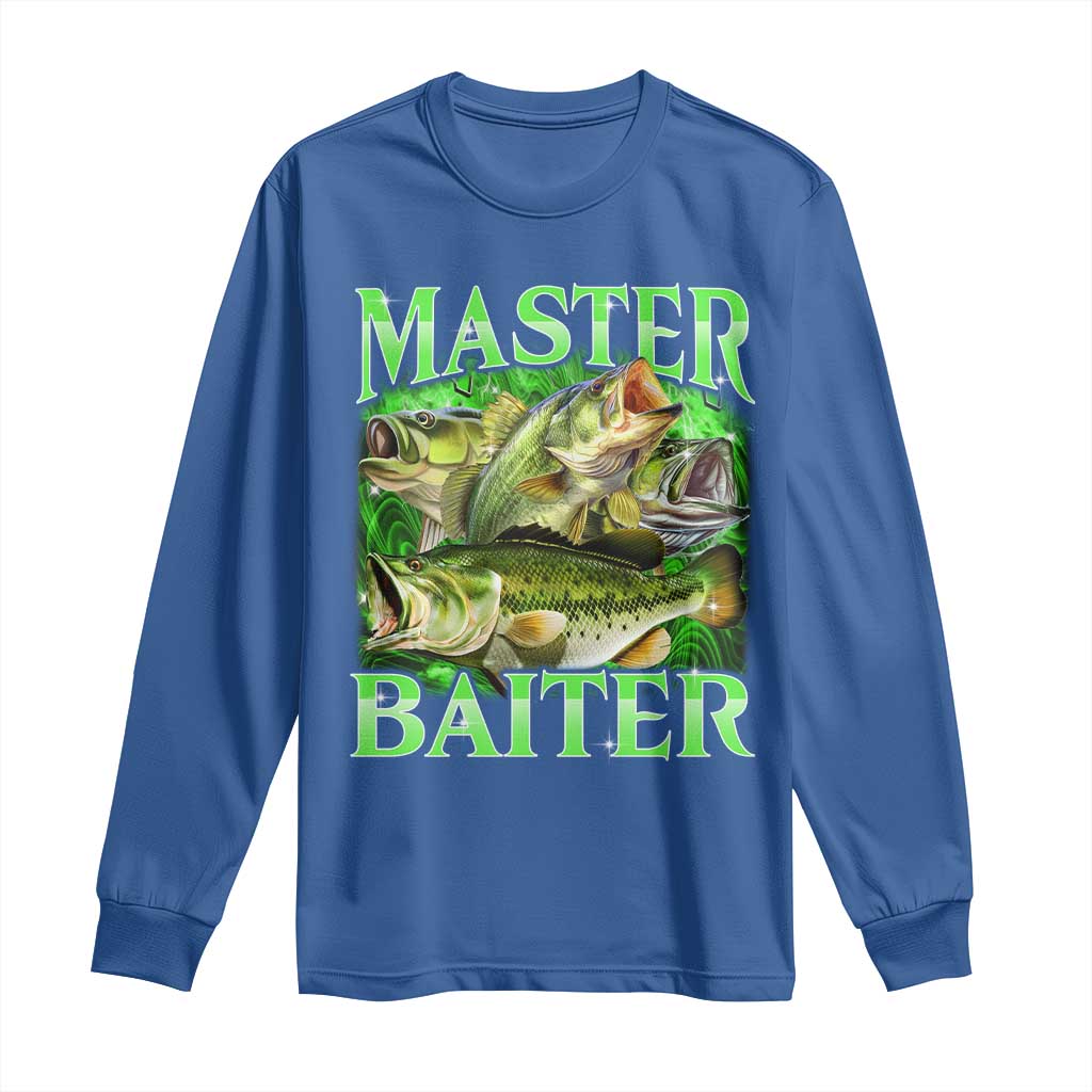 Master Baiter Long Sleeve Shirt Funny Bass Fishing Fisher Bootleg Graphic - Wonder Print Shop