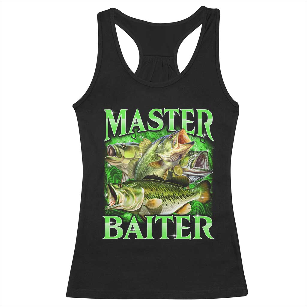 Master Baiter Racerback Tank Top Funny Bass Fishing Fisher Bootleg Graphic - Wonder Print Shop