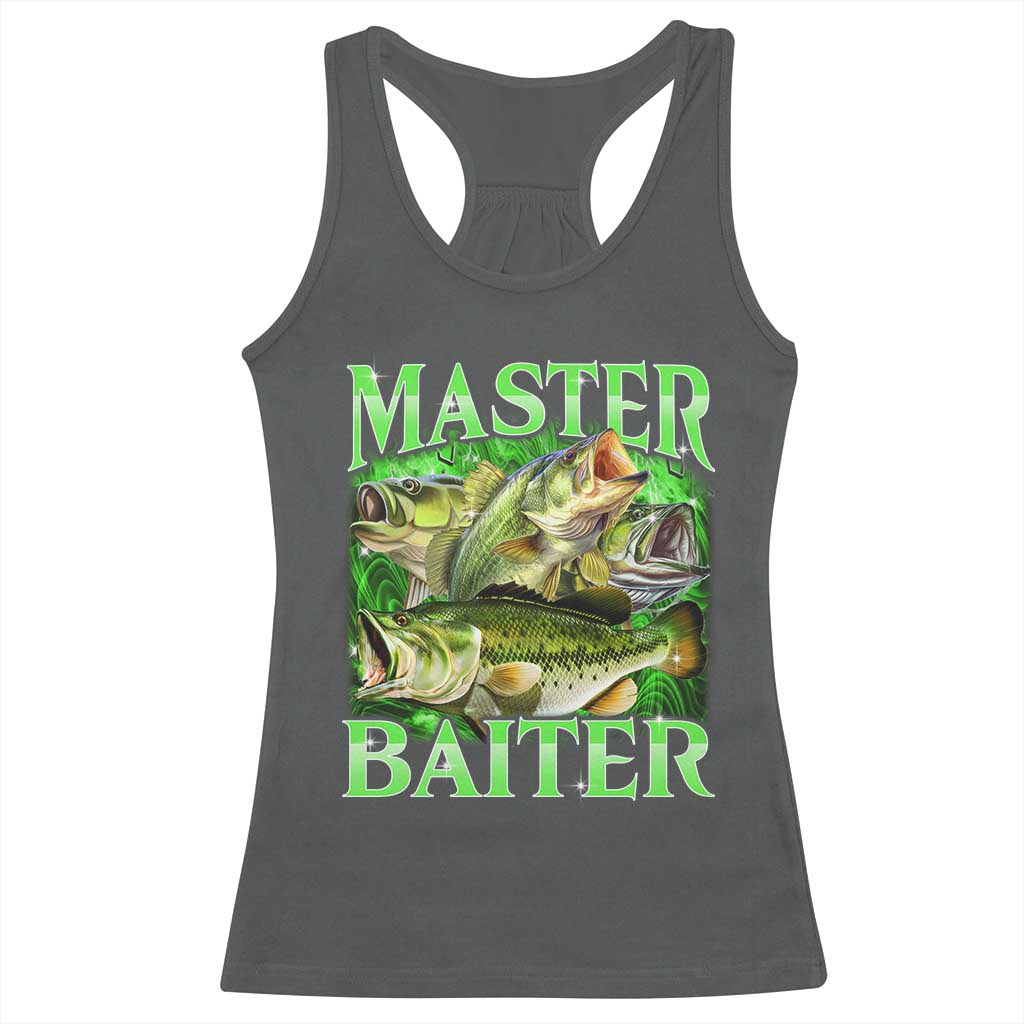 Master Baiter Racerback Tank Top Funny Bass Fishing Fisher Bootleg Graphic - Wonder Print Shop