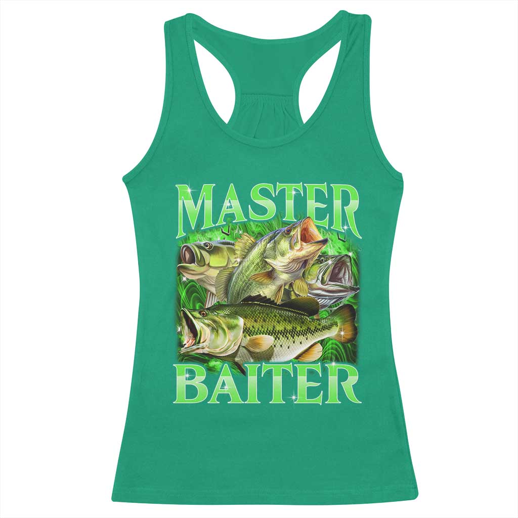 Master Baiter Racerback Tank Top Funny Bass Fishing Fisher Bootleg Graphic - Wonder Print Shop