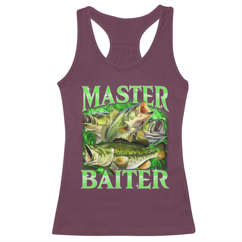 Master Baiter Racerback Tank Top Funny Bass Fishing Fisher Bootleg Graphic - Wonder Print Shop