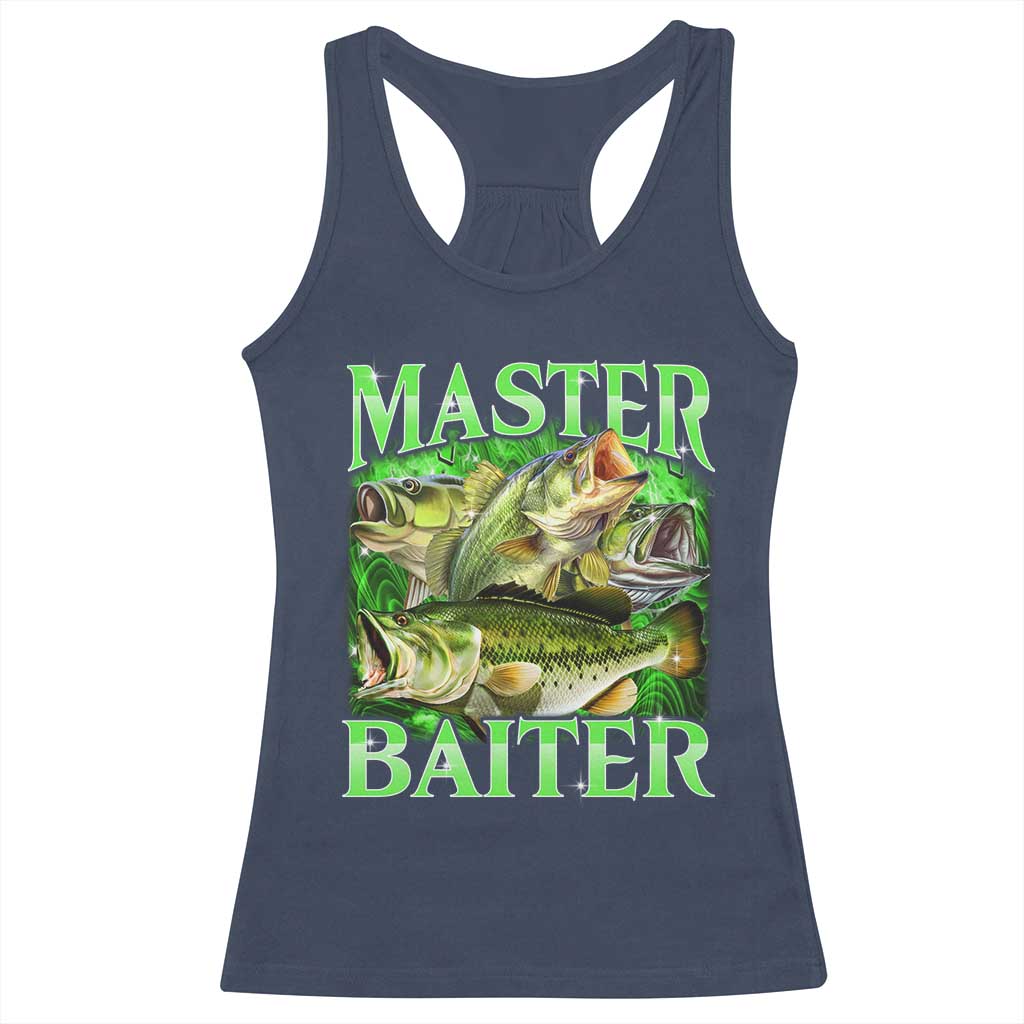 Master Baiter Racerback Tank Top Funny Bass Fishing Fisher Bootleg Graphic - Wonder Print Shop