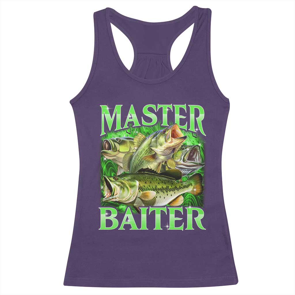 Master Baiter Racerback Tank Top Funny Bass Fishing Fisher Bootleg Graphic - Wonder Print Shop