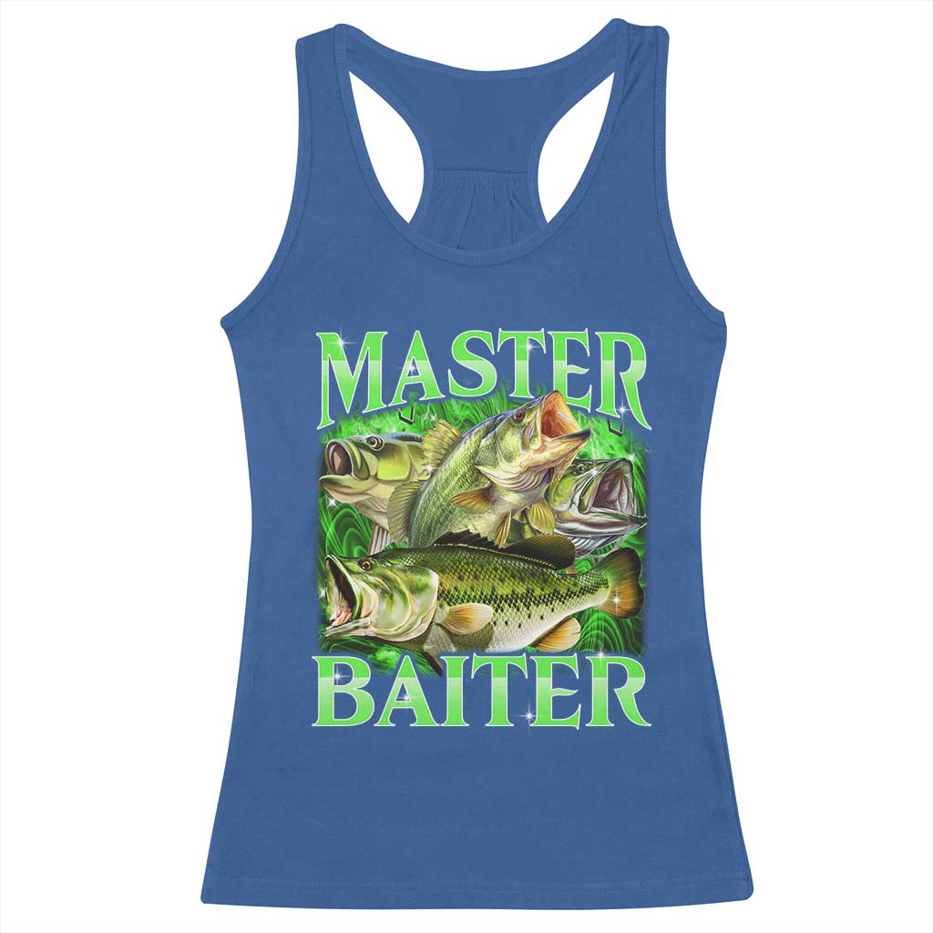 Master Baiter Racerback Tank Top Funny Bass Fishing Fisher Bootleg Graphic - Wonder Print Shop