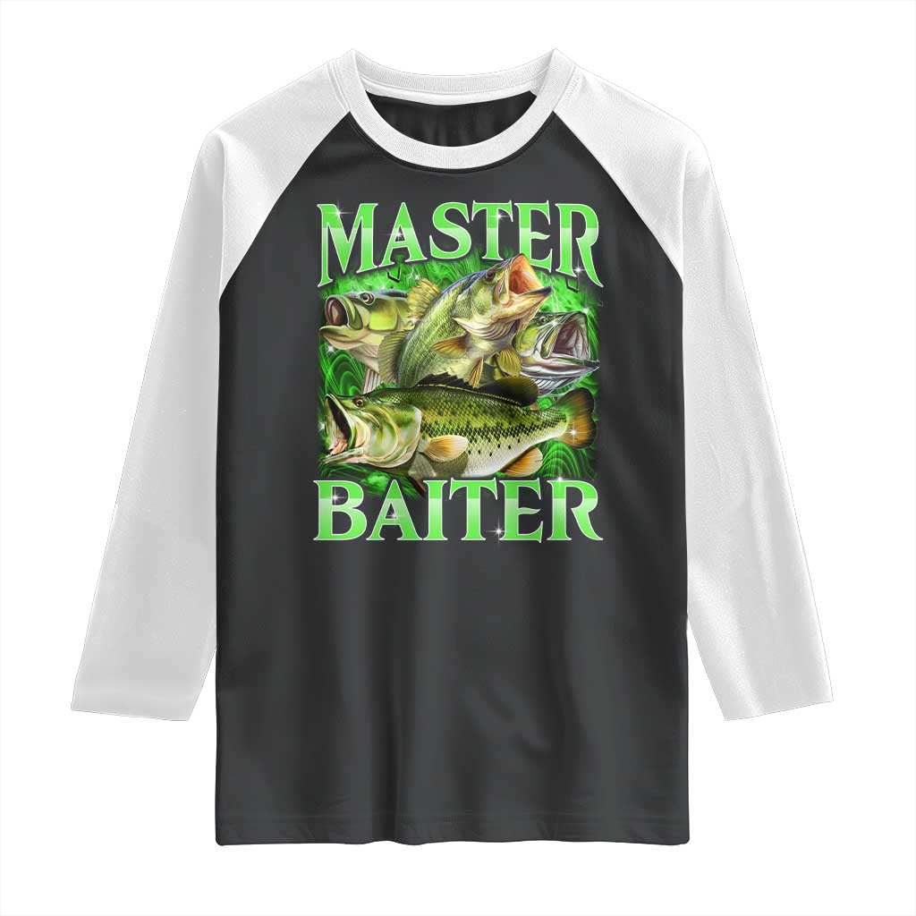 Master Baiter Raglan Shirt Funny Bass Fishing Fisher Bootleg Graphic - Wonder Print Shop