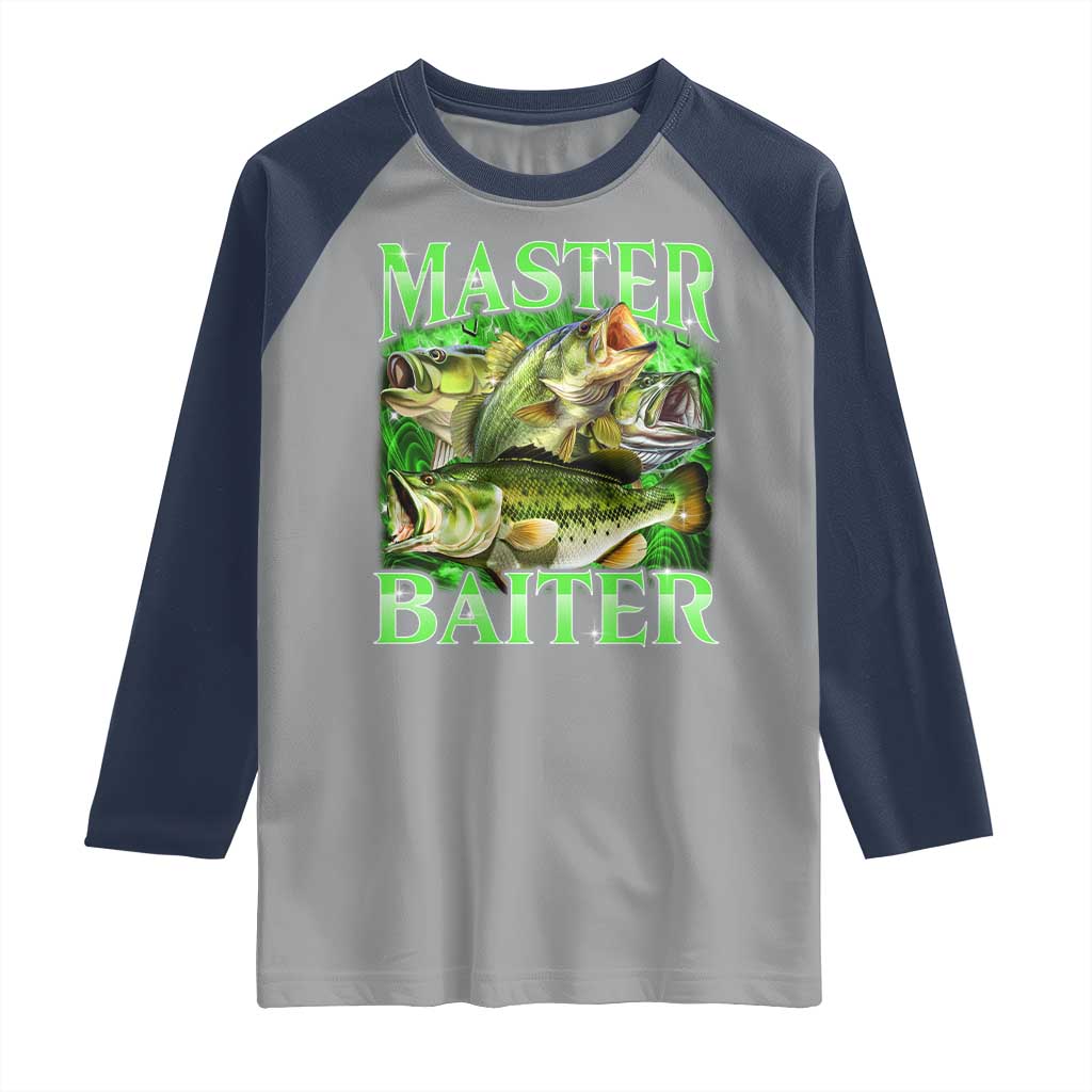 Master Baiter Raglan Shirt Funny Bass Fishing Fisher Bootleg Graphic - Wonder Print Shop