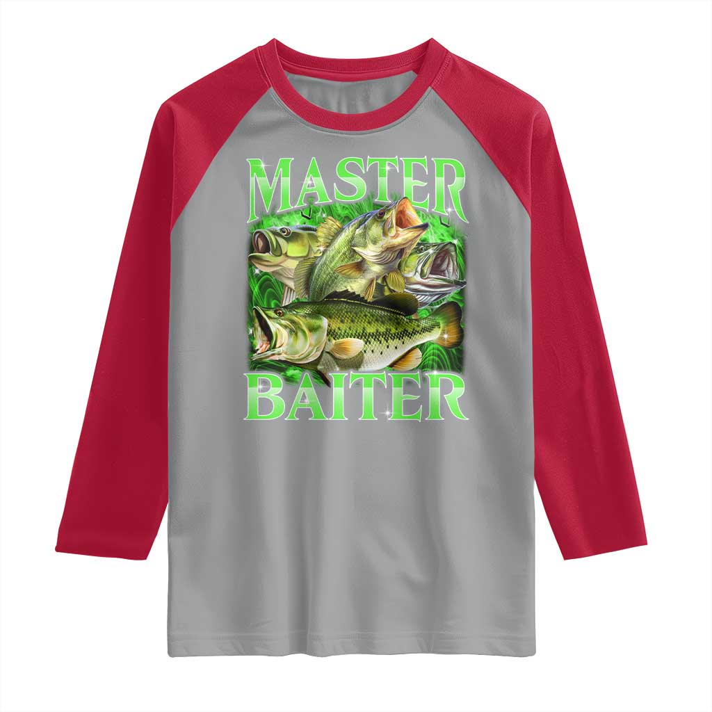 Master Baiter Raglan Shirt Funny Bass Fishing Fisher Bootleg Graphic - Wonder Print Shop