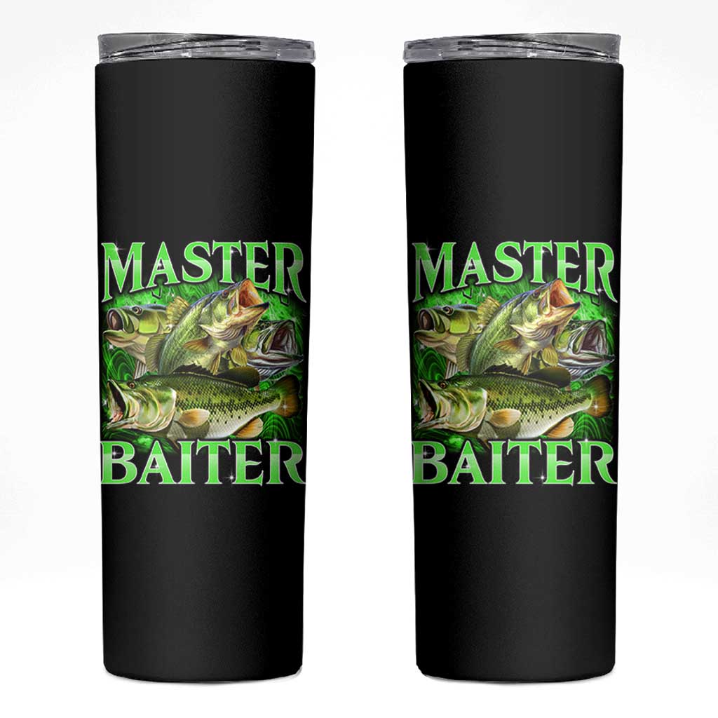 Master Baiter Skinny Tumbler Funny Bass Fishing Fisher Bootleg Graphic - Wonder Print Shop
