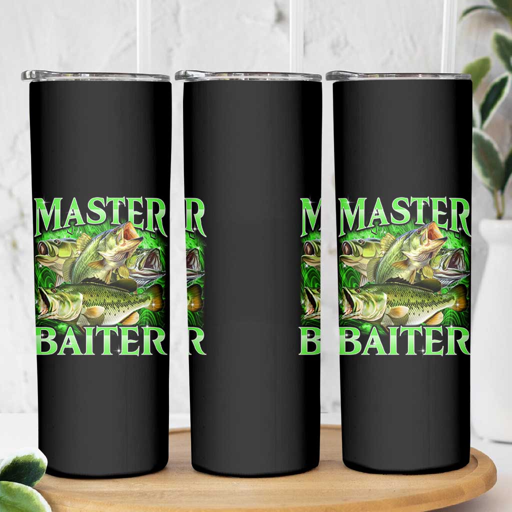 Master Baiter Skinny Tumbler Funny Bass Fishing Fisher Bootleg Graphic - Wonder Print Shop