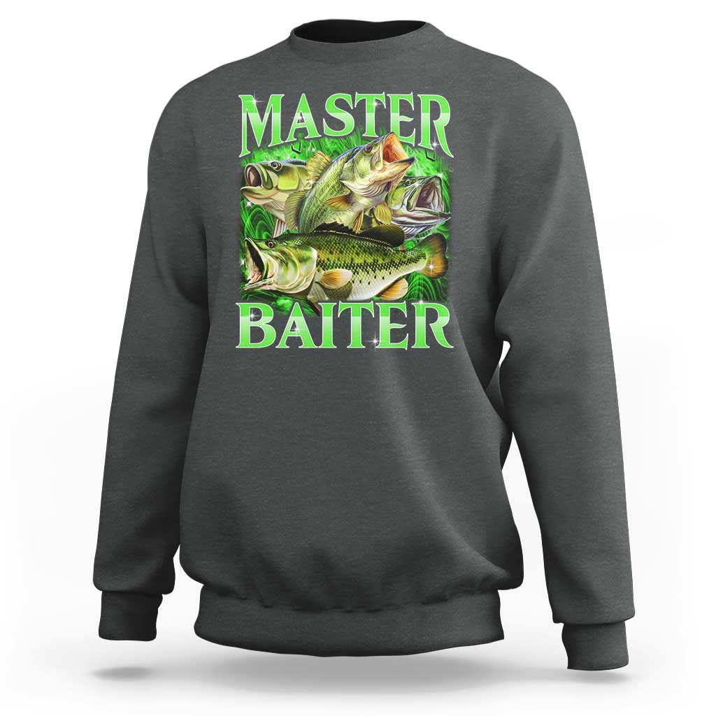 Master Baiter Sweatshirt Funny Bass Fishing Fisher Bootleg Graphic - Wonder Print Shop