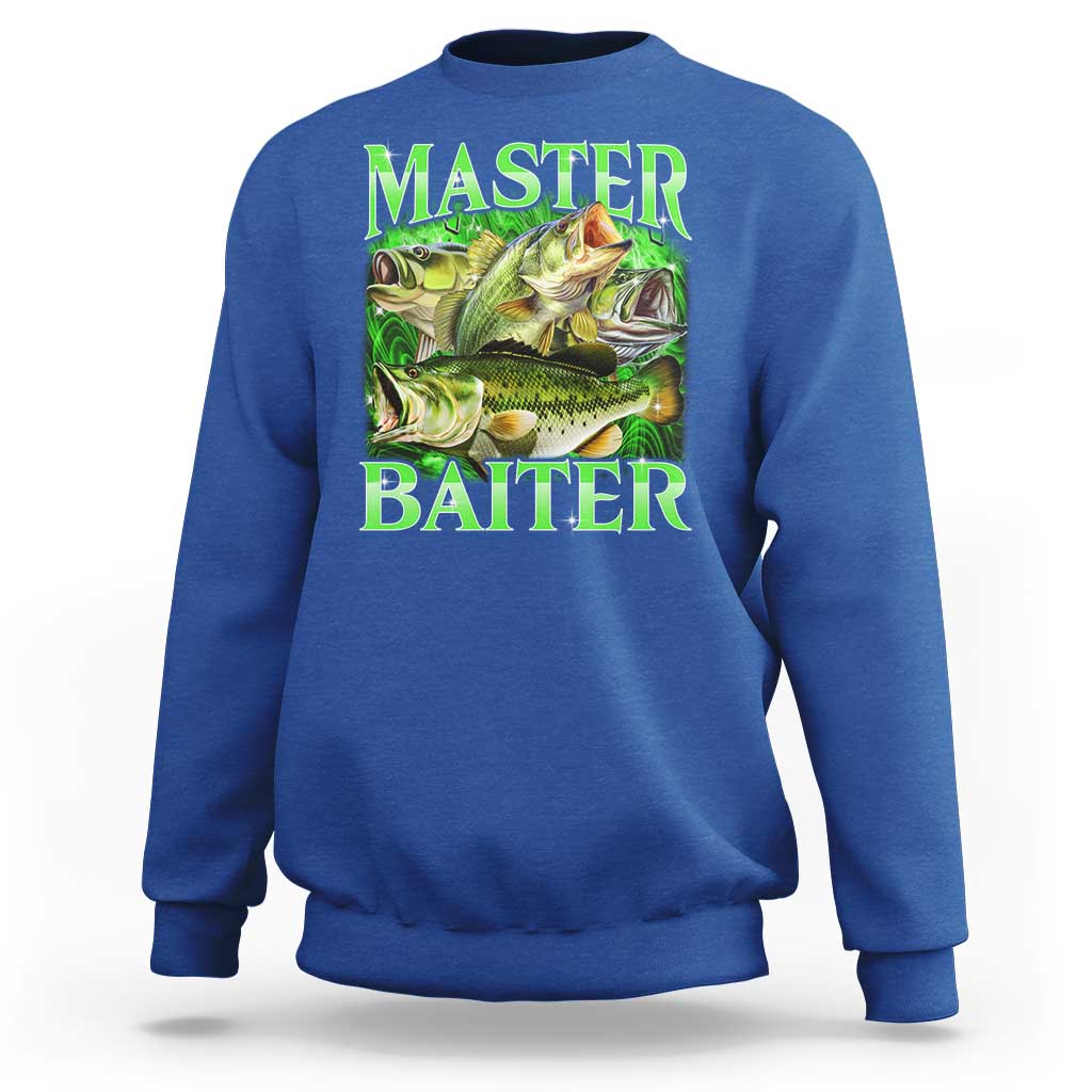 Master Baiter Sweatshirt Funny Bass Fishing Fisher Bootleg Graphic - Wonder Print Shop