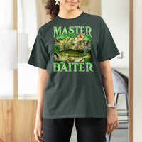 Master Baiter T Shirt For Women Funny Bass Fishing Fisher Bootleg Graphic - Wonder Print Shop
