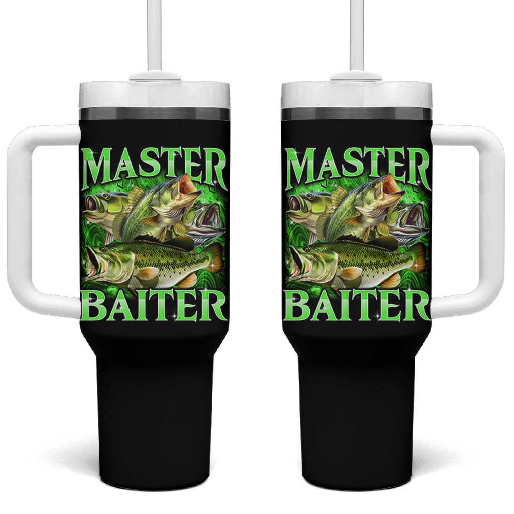 Master Baiter Tumbler With Handle Funny Bass Fishing Fisher Bootleg Graphic - Wonder Print Shop