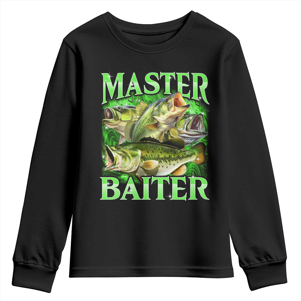 Master Baiter Youth Sweatshirt Funny Bass Fishing Fisher Bootleg Graphic - Wonder Print Shop