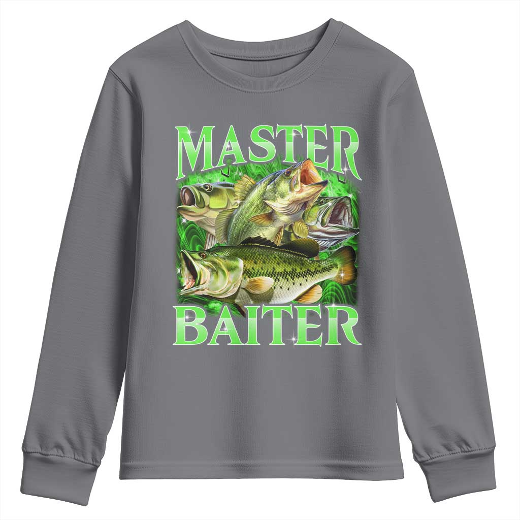 Master Baiter Youth Sweatshirt Funny Bass Fishing Fisher Bootleg Graphic - Wonder Print Shop