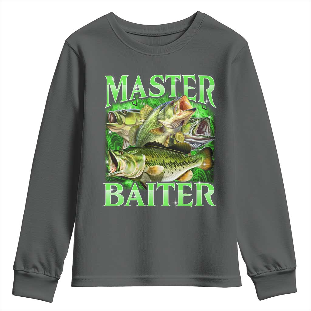 Master Baiter Youth Sweatshirt Funny Bass Fishing Fisher Bootleg Graphic - Wonder Print Shop