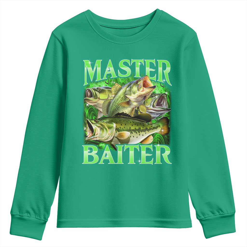 Master Baiter Youth Sweatshirt Funny Bass Fishing Fisher Bootleg Graphic - Wonder Print Shop
