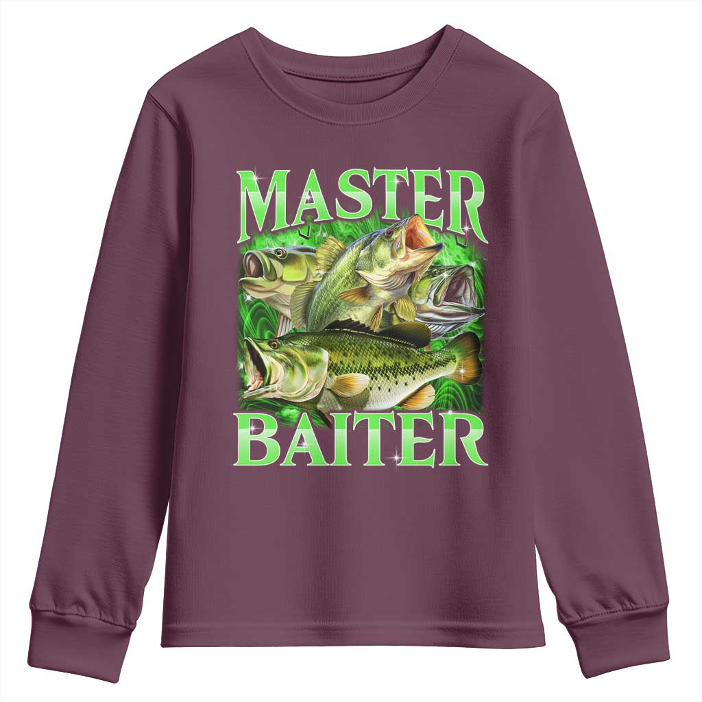 Master Baiter Youth Sweatshirt Funny Bass Fishing Fisher Bootleg Graphic - Wonder Print Shop