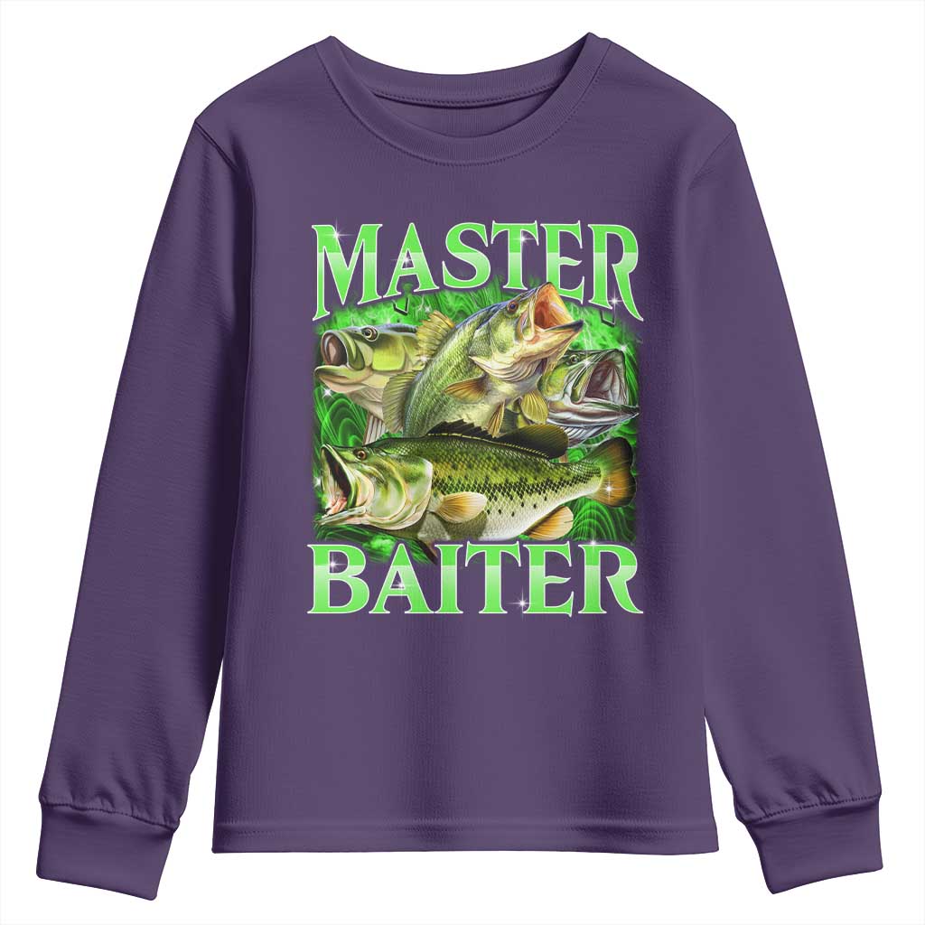 Master Baiter Youth Sweatshirt Funny Bass Fishing Fisher Bootleg Graphic - Wonder Print Shop