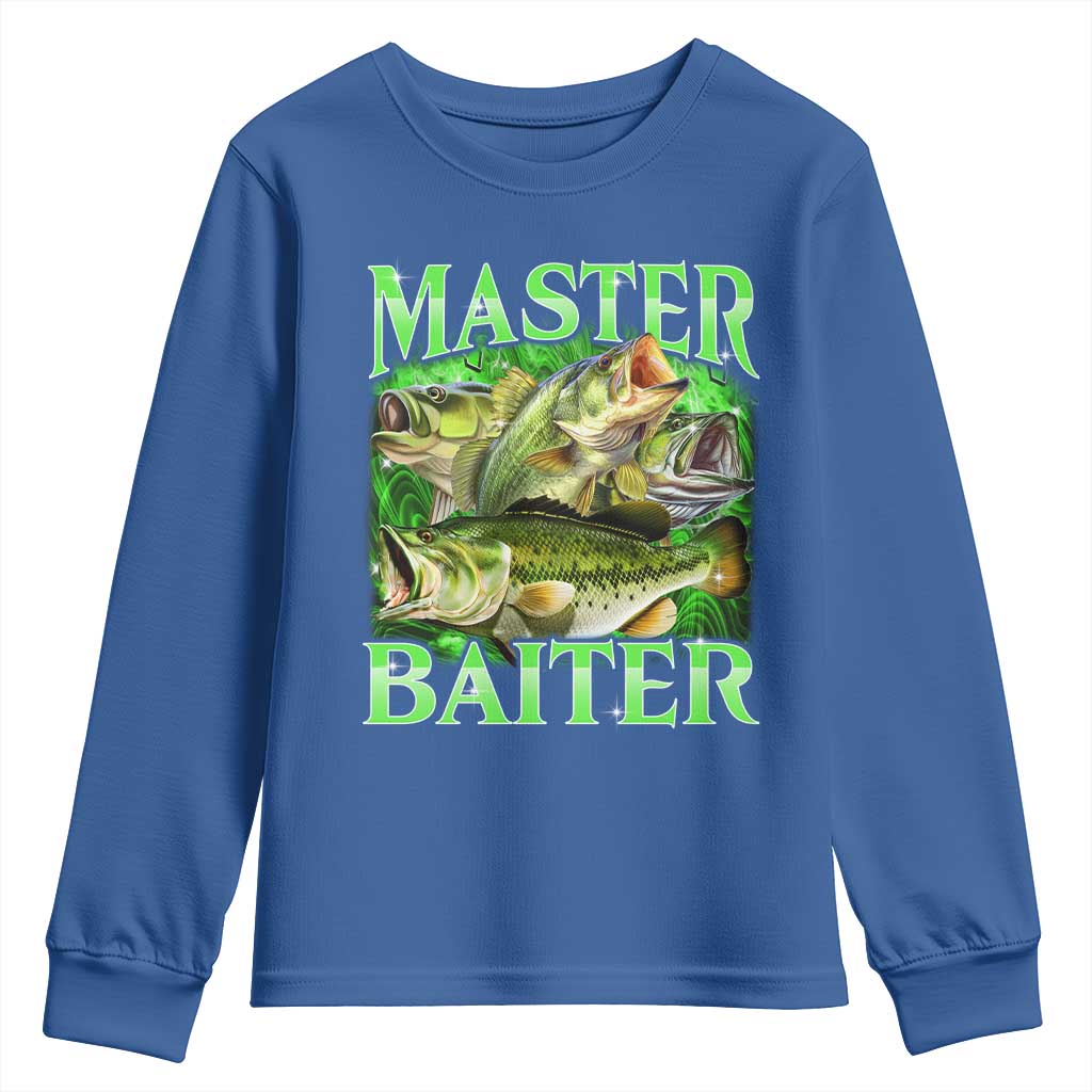 Master Baiter Youth Sweatshirt Funny Bass Fishing Fisher Bootleg Graphic - Wonder Print Shop