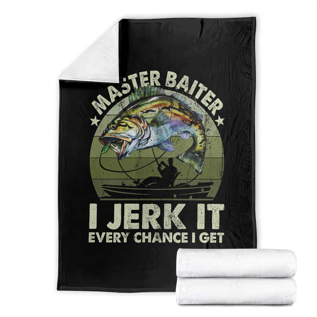Retro Master Baiter Throw Blanket Funny Bass Fishing Fisher - Wonder Print Shop