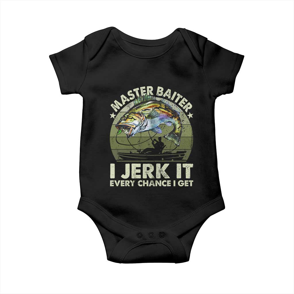 Retro Master Baiter Baby Onesie Funny Bass Fishing Fisher - Wonder Print Shop