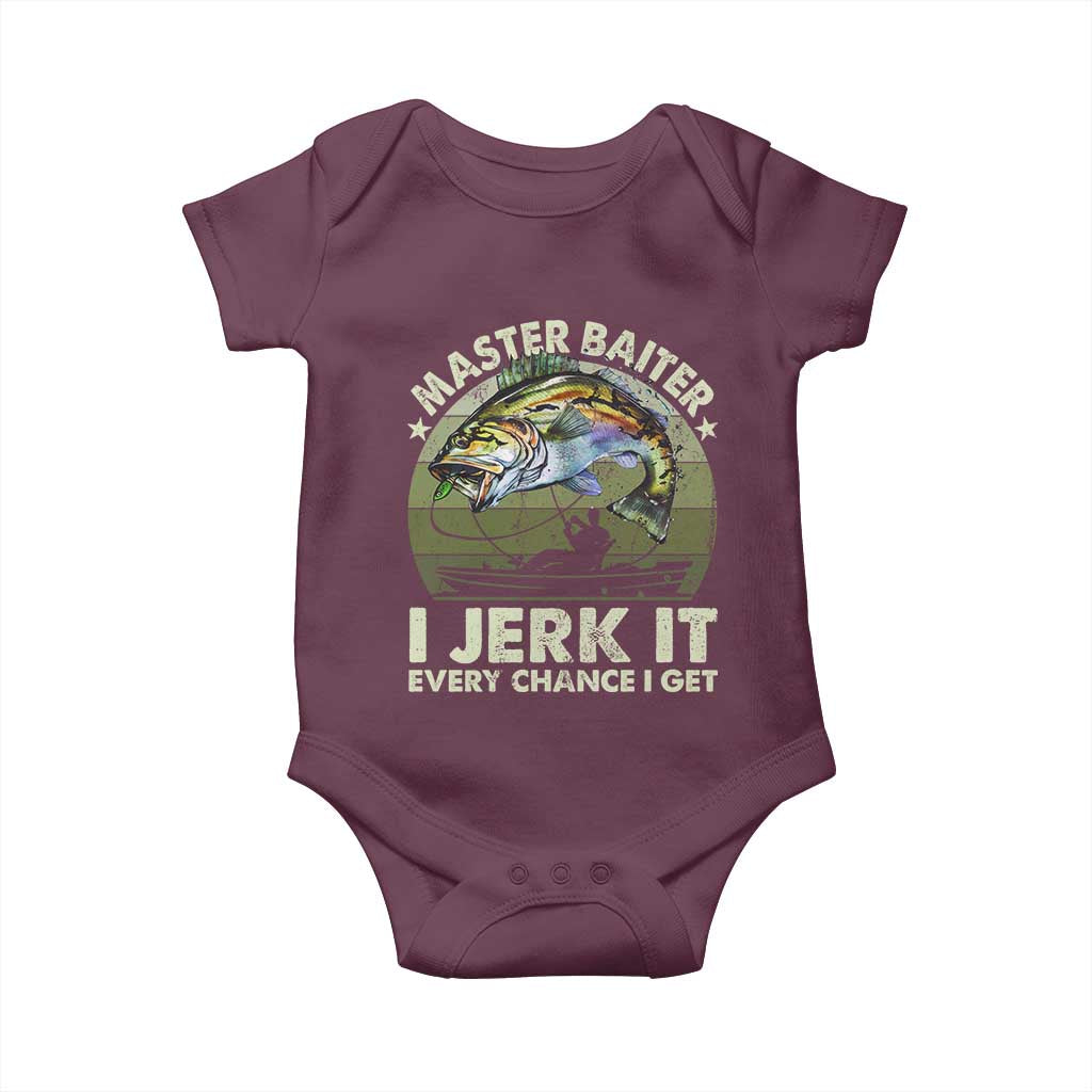 Retro Master Baiter Baby Onesie Funny Bass Fishing Fisher - Wonder Print Shop