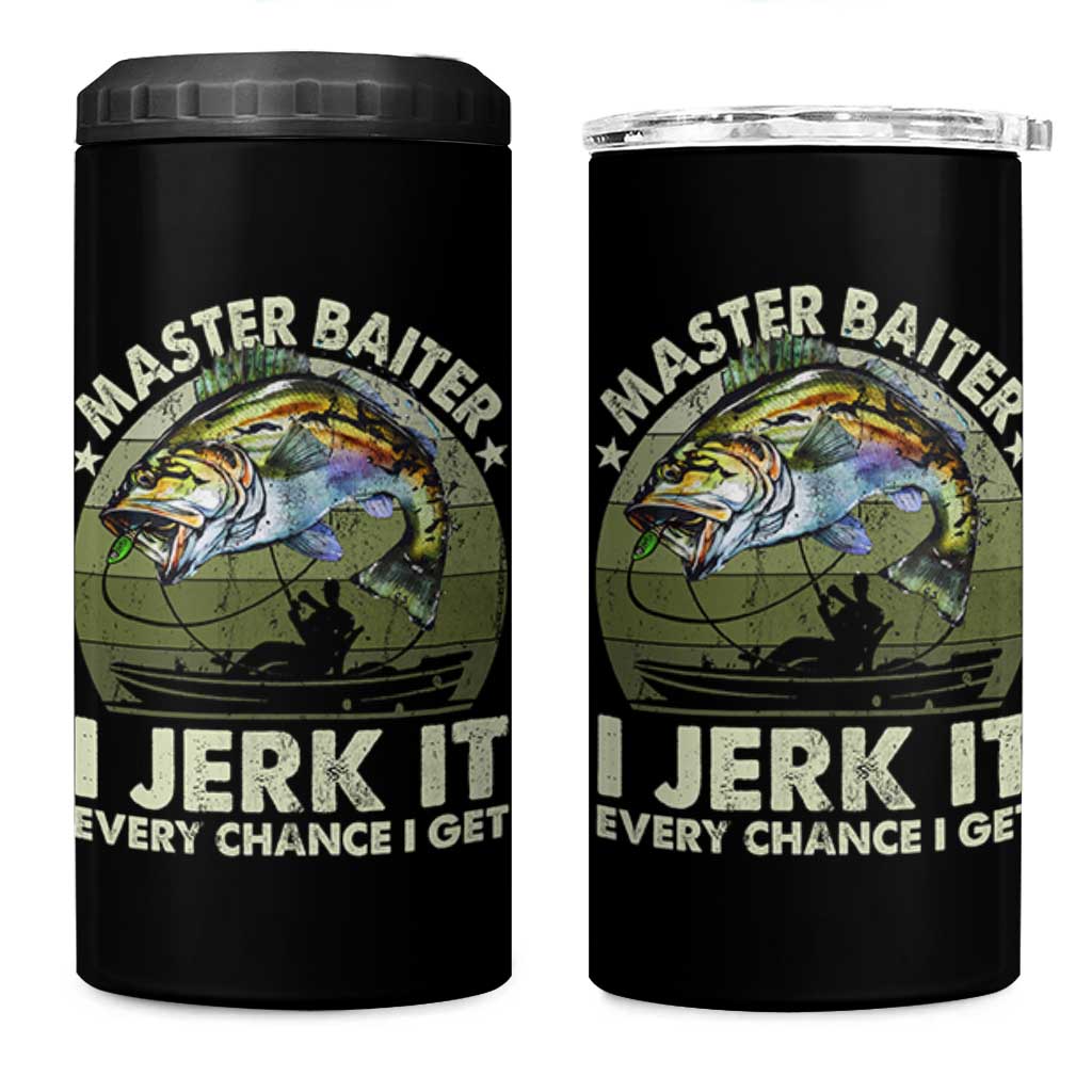 Retro Master Baiter 4 in 1 Can Cooler Tumbler Funny Bass Fishing Fisher - Wonder Print Shop