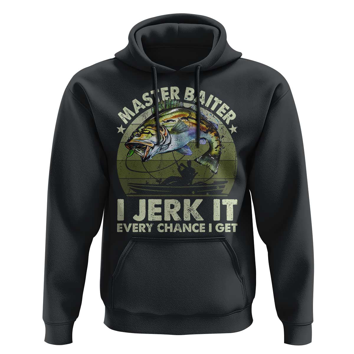 Retro Master Baiter Hoodie Funny Bass Fishing Fisher - Wonder Print Shop