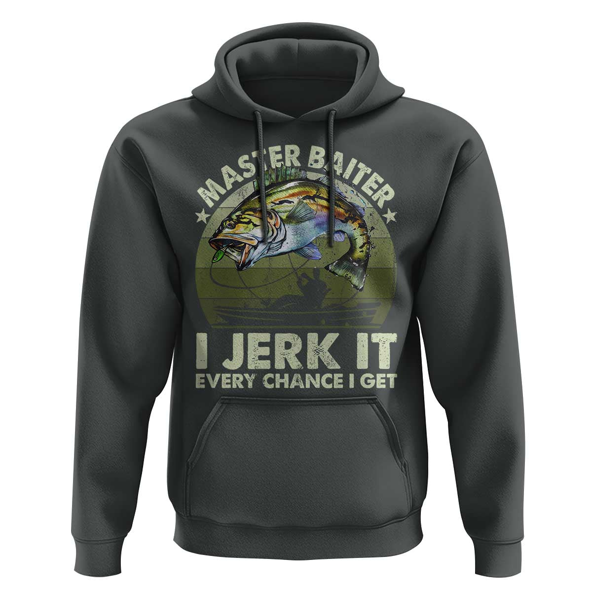 Retro Master Baiter Hoodie Funny Bass Fishing Fisher - Wonder Print Shop