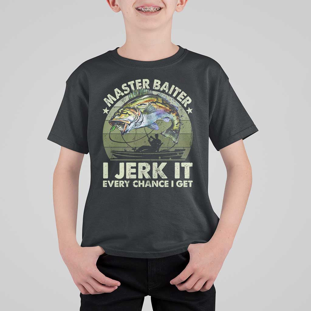 Retro Master Baiter T Shirt For Kid Funny Bass Fishing Fisher - Wonder Print Shop