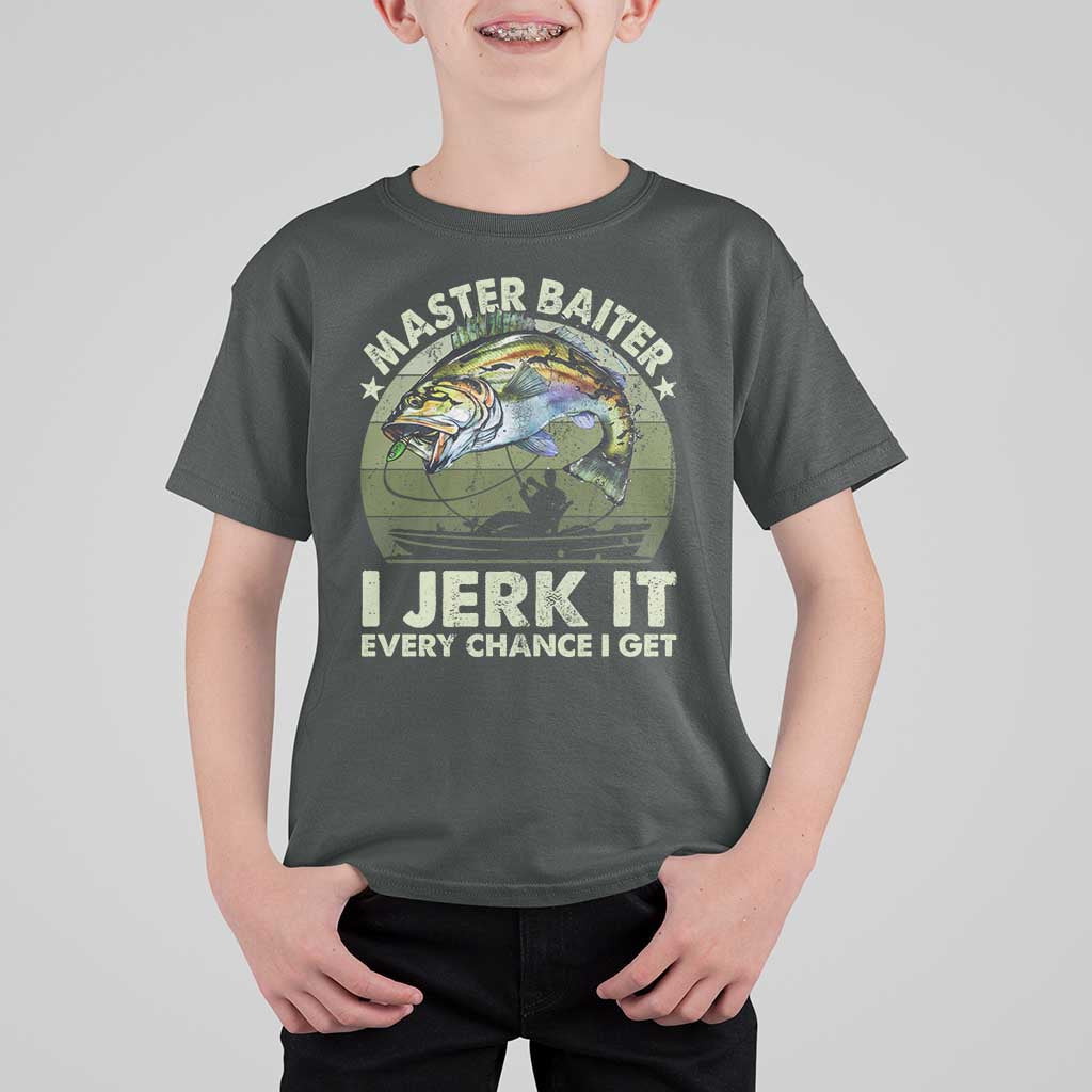 Retro Master Baiter T Shirt For Kid Funny Bass Fishing Fisher - Wonder Print Shop