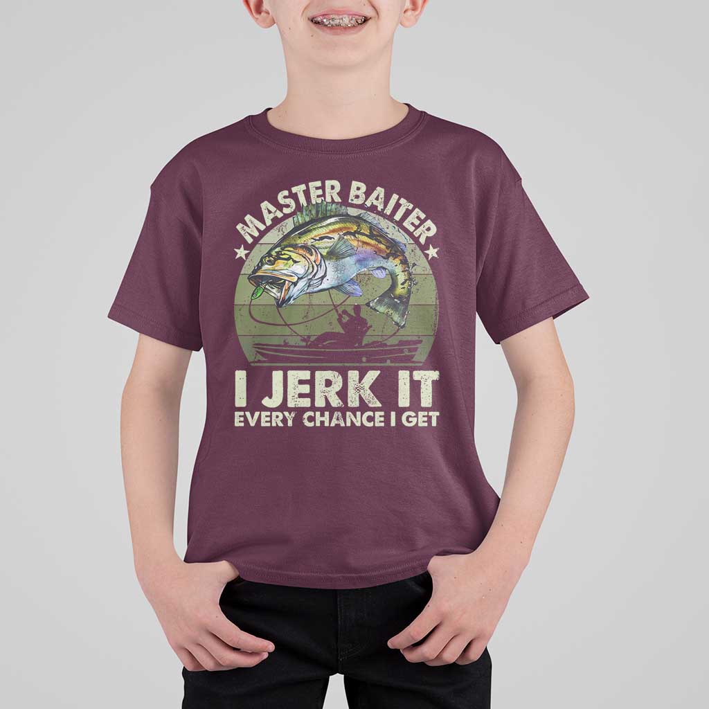Retro Master Baiter T Shirt For Kid Funny Bass Fishing Fisher - Wonder Print Shop