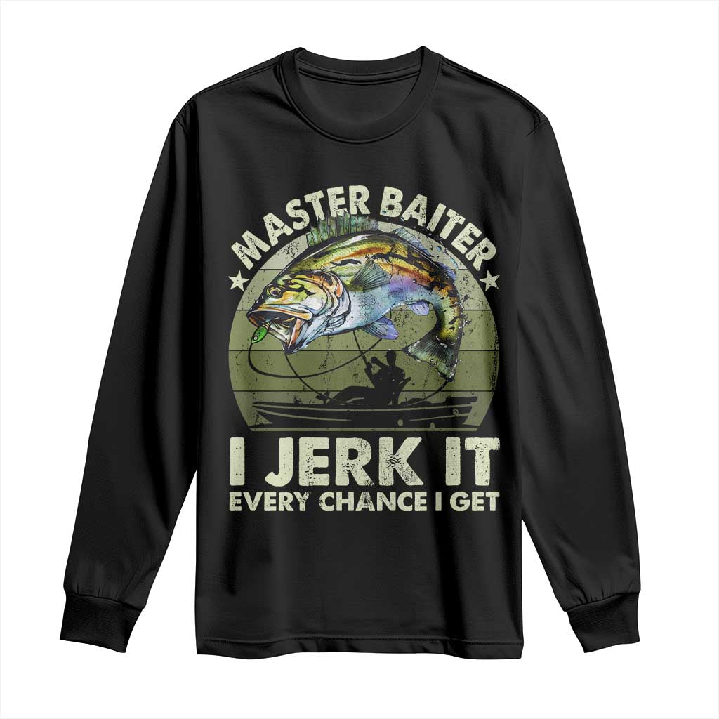 Retro Master Baiter Long Sleeve Shirt Funny Bass Fishing Fisher - Wonder Print Shop