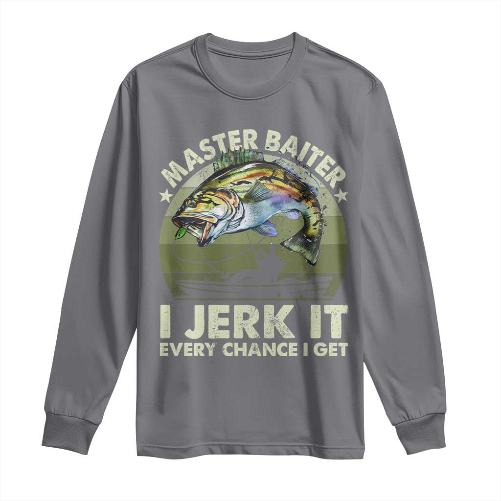 Retro Master Baiter Long Sleeve Shirt Funny Bass Fishing Fisher - Wonder Print Shop