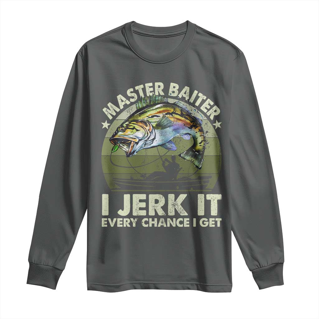 Retro Master Baiter Long Sleeve Shirt Funny Bass Fishing Fisher - Wonder Print Shop