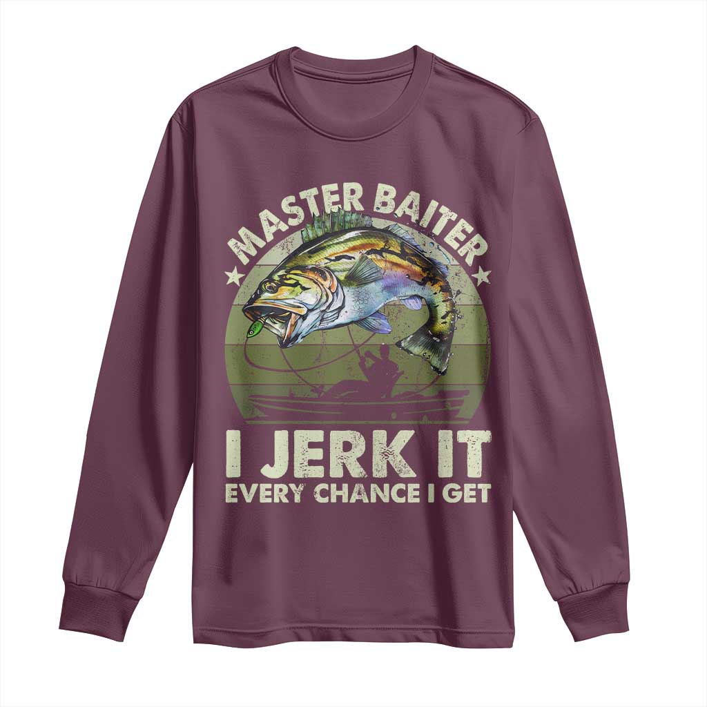 Retro Master Baiter Long Sleeve Shirt Funny Bass Fishing Fisher - Wonder Print Shop