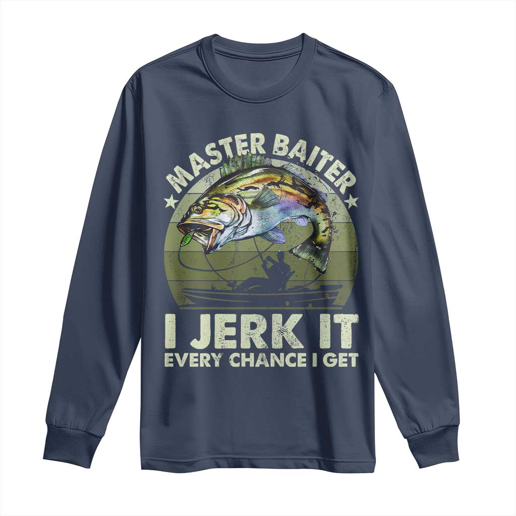 Retro Master Baiter Long Sleeve Shirt Funny Bass Fishing Fisher - Wonder Print Shop