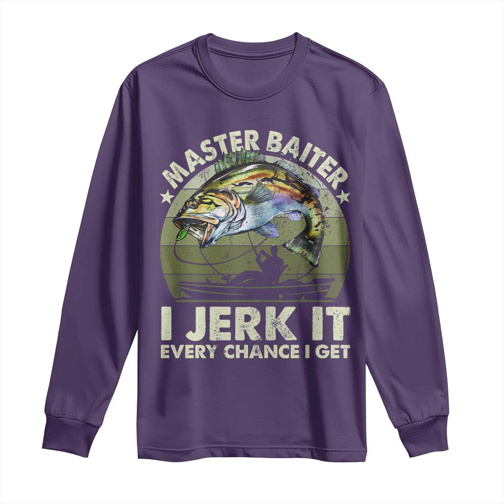 Retro Master Baiter Long Sleeve Shirt Funny Bass Fishing Fisher - Wonder Print Shop