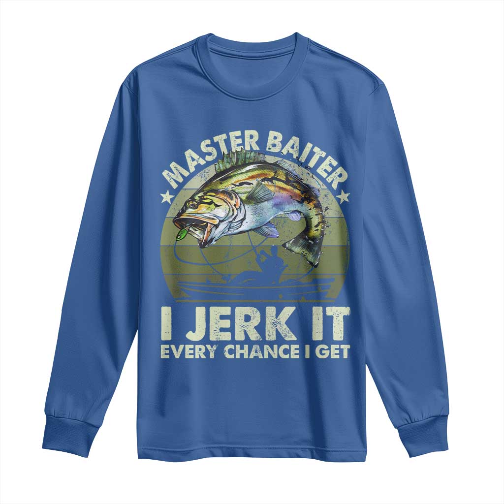 Retro Master Baiter Long Sleeve Shirt Funny Bass Fishing Fisher - Wonder Print Shop