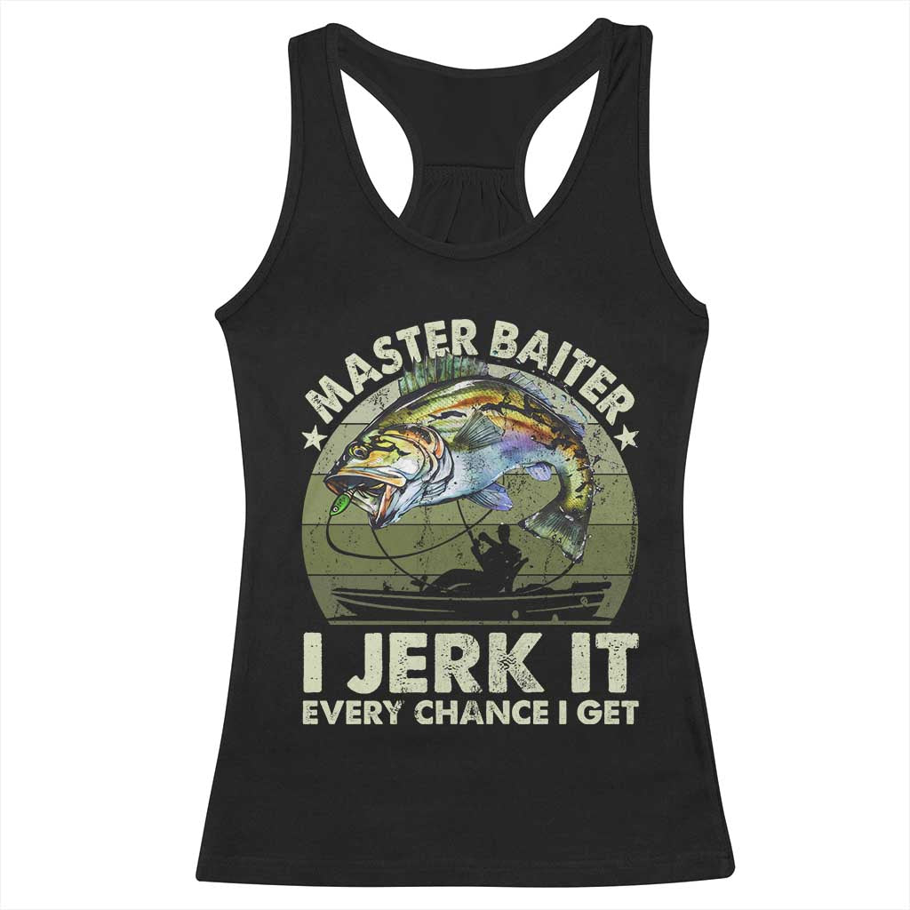 Retro Master Baiter Racerback Tank Top Funny Bass Fishing Fisher - Wonder Print Shop